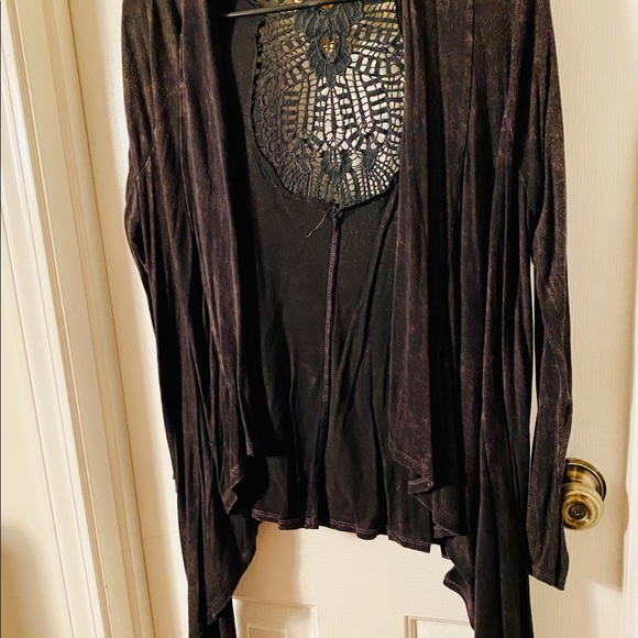 Distressed jersey cardigan in burnout black M - Picture 4 of 7